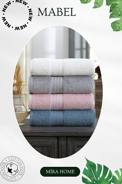 Mira Home Σετ 4 πετσετών προσώπου 100% βαμβάκι 50x85 cm Mabel
