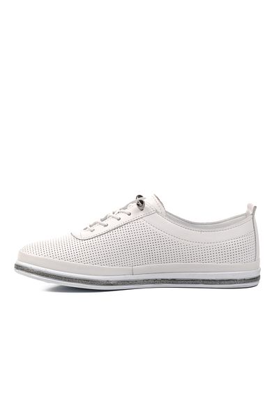 AYAKMOD Pantofi casual de damă din piele naturală albă