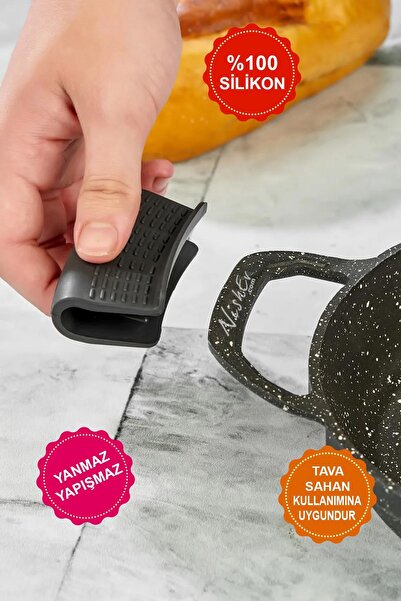 Nishev.com Evini Sev Yanmaz Yapışmaz Silikon Tava, Sahan Tutacağı Silikon Kul...