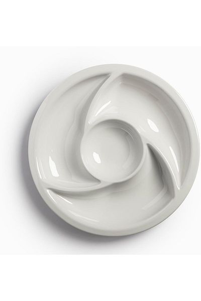 mastergold Divided Round Serving Plate (24.13cm) Multipurpose for Nuts, Desserts and Sauces , Break Resistant