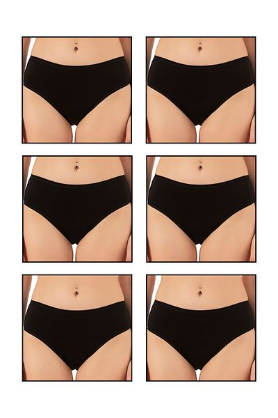 ÖZKAN underwear Özkan 6121 Pachet de 6 chiloți bato cu talie înaltă pentru femei, din bumbac Lycra