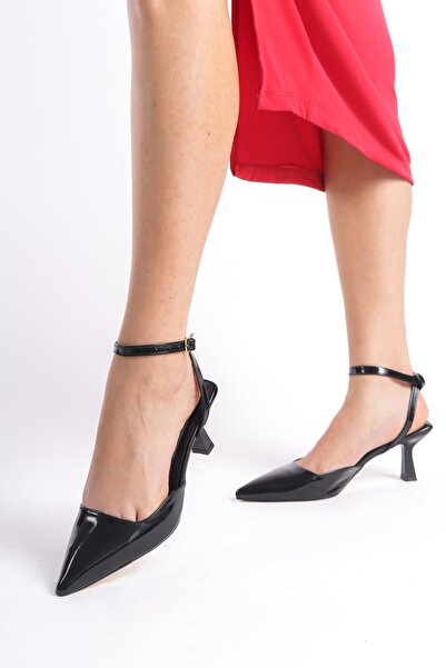 Bak Store Black Patent Leather - Pointed Toe Buckle Women's Heeled Shoes