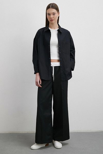 Never more Black Poplin Shirt - Lycra