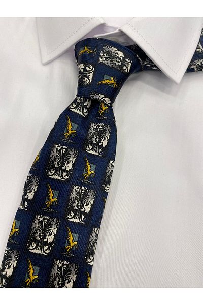 Sarar Woven Fabric Patterned Black Navy Tie