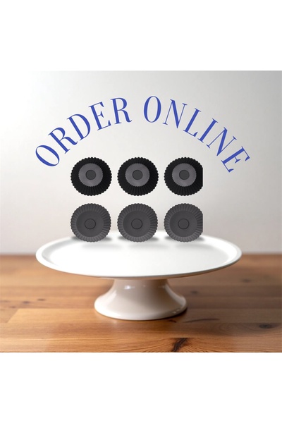 PİNK ROSE Bybirgül Anthracite 12-Piece Silicone Mini Browni Cake Mold, Cupcake Muffin Mold 12 Pieces
