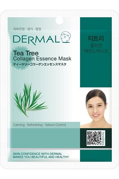 Dermal 10 Pieces Tea Tree Collagen Face Mask - Sebum Control, Soothing and Revitalizing