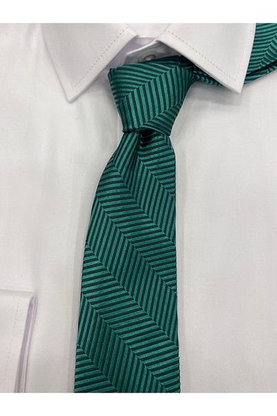Sarar Woven Fabric Patterned Green Tie