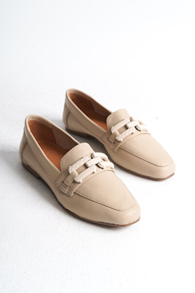 Lizzu Ženske cipele bež boje Baletanke - Sa kopčom i Prava koža Roina