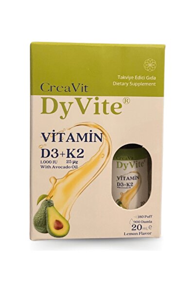 Creavit Vitamin Dyvite ® Vitamin D3K2, Avocado Oily, Lemon Flavored Food Supplement 3 Pieces
