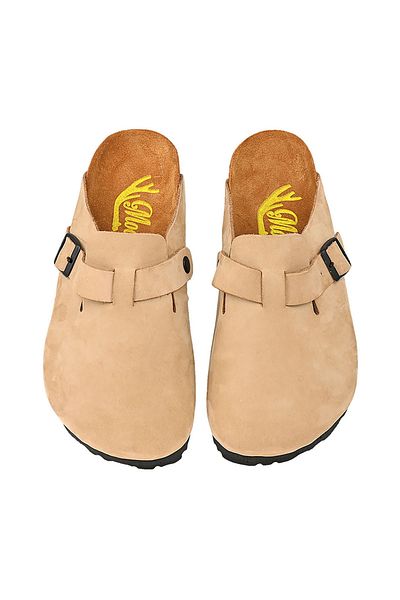 Moosefield Papuci Boston Clog pentru femei din piele naturală bej