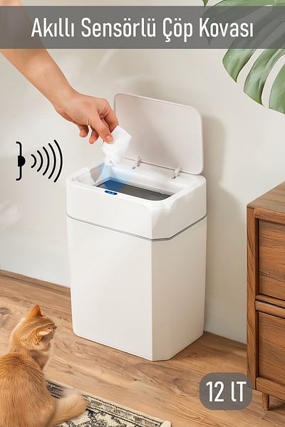 Porsima 4147 with Motion Sensor Silent Closing Trash Can Bathroom Kitchen Dustbin with Lid Bathroom Dustbin