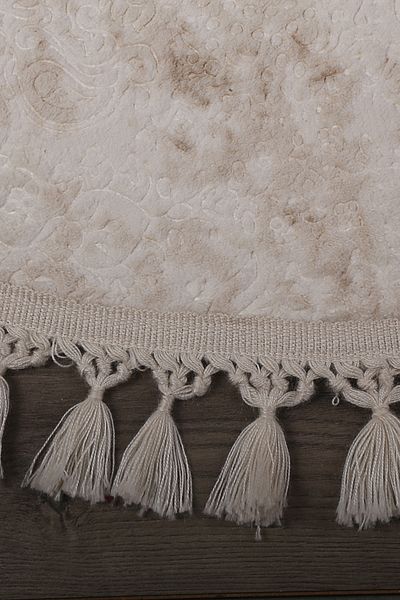Dokumacıoğlu Nova Cream (100x100 cm) Στρογγυλό χαλάκι μπάνιου με κρόσσια, αντιολισθητικό χαλί που πλένεται