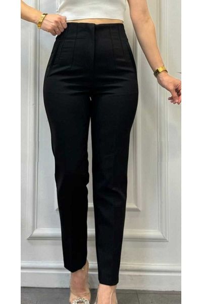 Pelin Extra High Waist Front Pencil Skinny Leg Fabric Trousers
