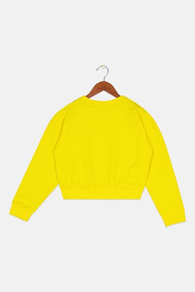 Gaelle Paris Toddlers Girl Long Sleeve Brand Logo Sweatshirt, Yellow