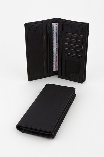 Fossil Boxed Genuine Leather Black Unisex Hand Portfolio Card Holder Wallet with Extra Card Holder