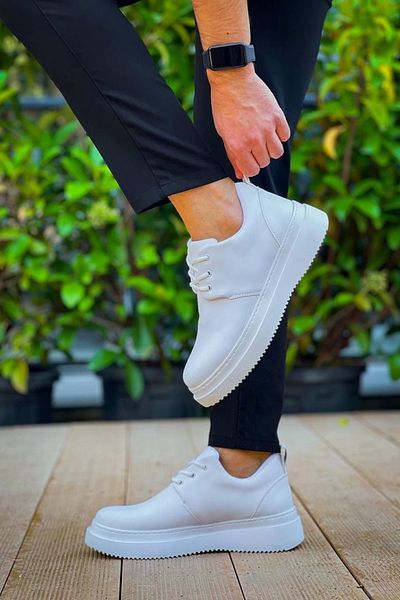 TB Terzi Bey Tb-X3 Tailor Bey White Skin Lace-Up Casual Men's Shoes