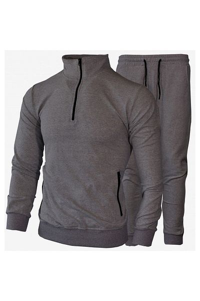 Tuwan Men's Tracksuit Set Half Zipper Stand Collar 2 Yarn Combed Cloth Vibrant Color Texture