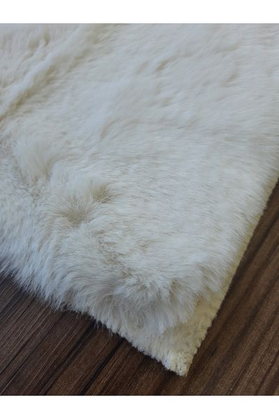 Dokumacıoğlu Rabbit Hair Rabbit Cream Σετ 2 Χαλιών Μπάνιου Αντιολισθητικό Δερμάτινο Μαλακό Χαλί Μπάνιου