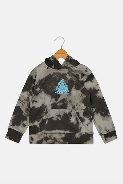 Brooklyn Toddler Boy Hooded Tie Dye Print Sweatshirt, Grey
