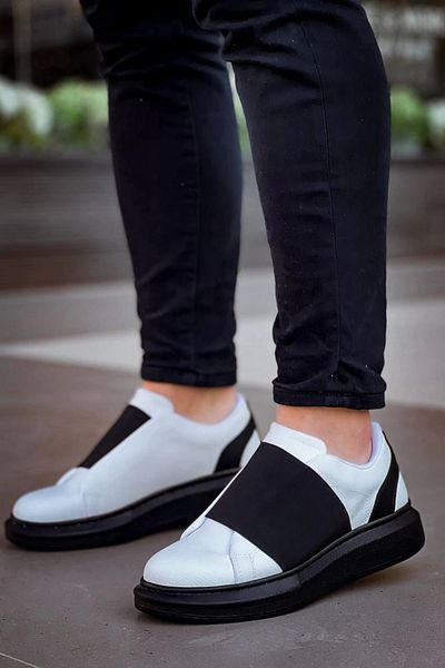 TB Terzi Bey Tb-040 Terzi Bey, piele albă, neagră, cu talpă înaltă, pantofi casual pentru bărbați