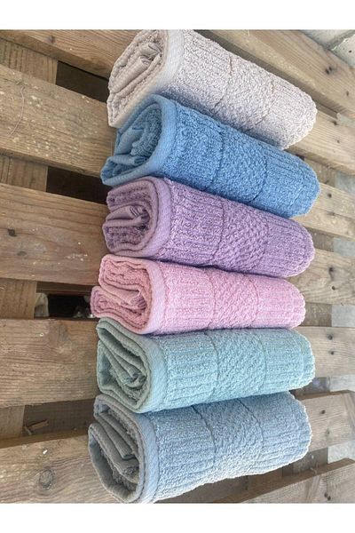 Sudem Home Collection Geometric Patterned 50*90 cm Hand Face Towel - 100% Cotton 3-Piece Set of 6 and 12