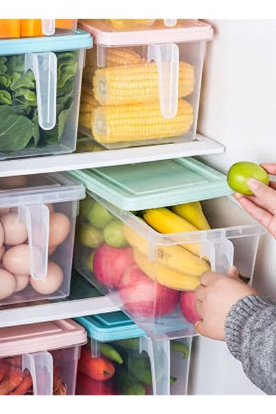 Generic صناديق تخزين الطعام مع الأغطية والمقابض، عبوة من قطعتين