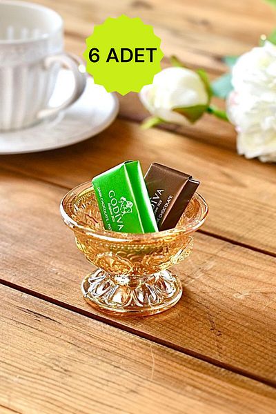 TrendDeco Mini Size 6 Pieces Glass Turkish Delight Bowl with Legs