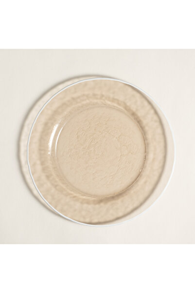 Zsa Zsa Zsu Balat Cam Servis Tabağı 28x28x2,2 Cm Beyaz - Bej