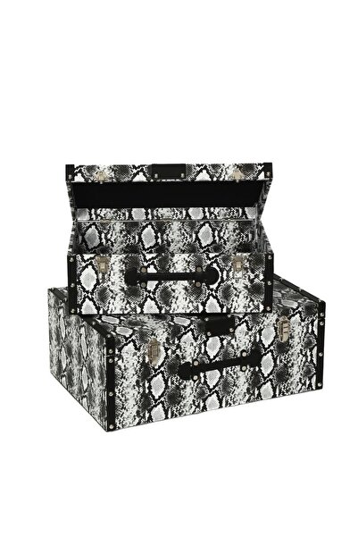 Vitale White Snake Patterned Wooden Chest Set Ak.Wlt0424-By