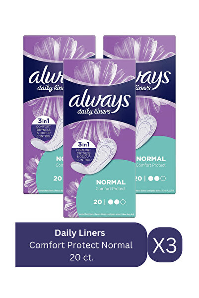 Always فوط صحية يومية | عادية | 20 قطعة | عبوة ثلاثية