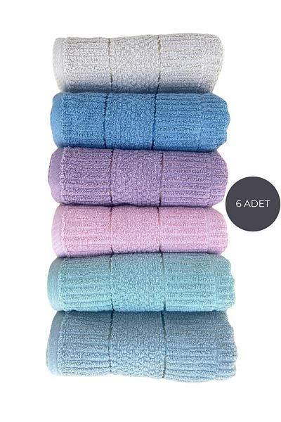 Sudem Home Collection Geometric Patterned 50*90 cm Hand Face Towel - 100% Cotton 3-Piece Set of 6 and 12