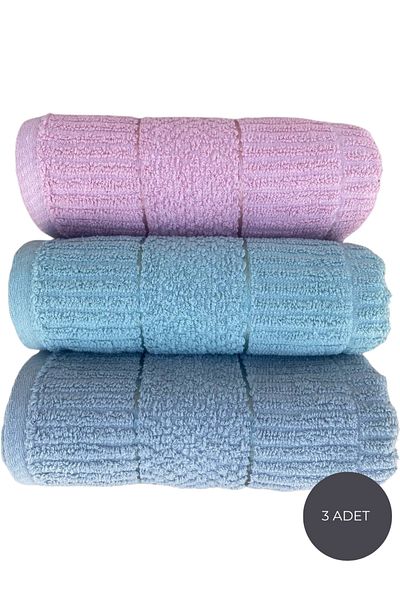 Sudem Home Collection Geometric Patterned 50*90 cm Hand Face Towel - 100% Cotton 3-Piece Set of 6 and 12