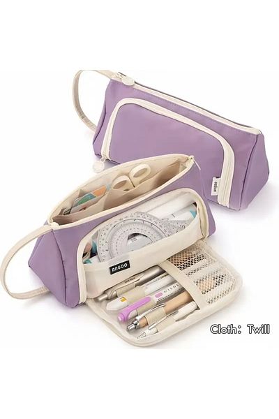 GlassySKY Multi-Section Student/Office Material/Makeup Triangle Window Fabric Pencil Case Pen Holder