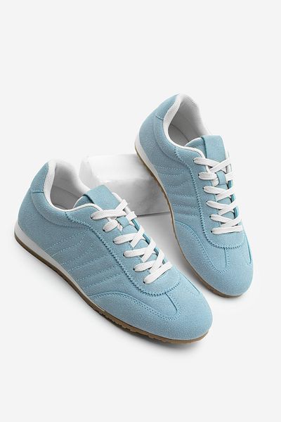 Marjin Zonya Blue Suede Women's Sneakers - Stitched Sneakers