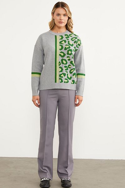 Sementa Pulover cu combinație leopard colorat - gri