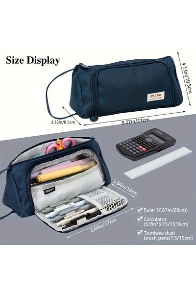GlassySKY Multi-Section Student/Office Material/Makeup Triangle Window Fabric Pencil Case Pen Holder