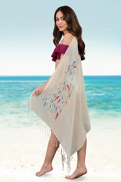 Dosimira Fish Patterned Pareo - Wavy with Bag