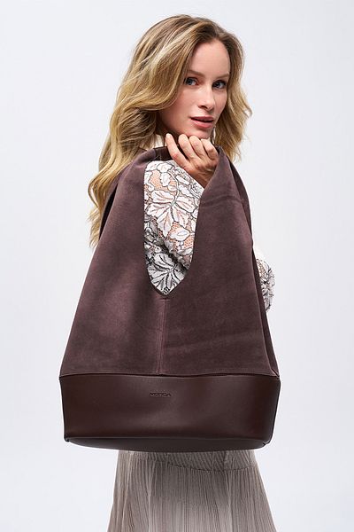 MORCA Genuine Suede Casual Shoulder Bag Brown