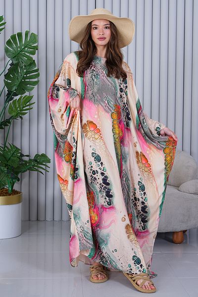 AYASOFYA OTANTIK Women's Design Patterned Oversize Loose Plus Size Dress