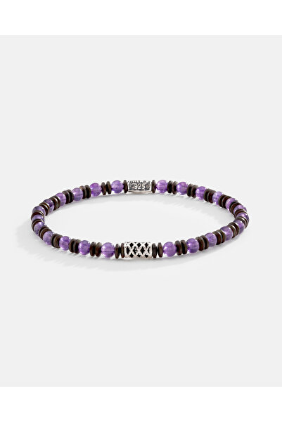 MEKS JEWELS Ametist Taşlı Gümüş Erkek Bilekliği