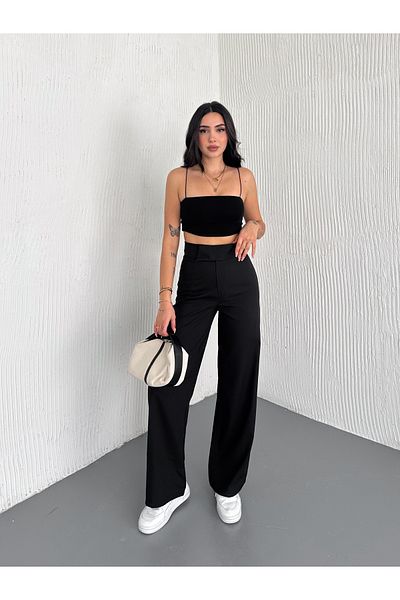 DeChival PANTALONI DE PÂNZĂ CU VERTICĂ / PANTALONI DE PÂNZĂ DE FEMEI PIECE LATĂ