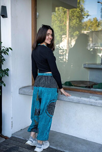 Miss Boheme Unisex Turquoise Color Bohemian Nepalese Patchwork Baggy