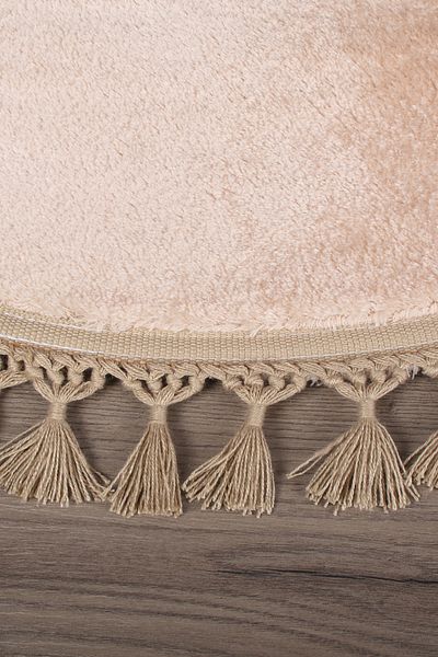Dokumacıoğlu Relax Mink Large Round (150x150 cm) Χαλάκι μπάνιου με κρόσσια πομπόν, χαλί αντιολισθητικό που πλένεται