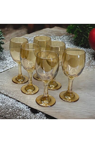 ENYAZA(2024) 6'lı Set Gold Kahve Yanı Meşrubat Su Bardağı Takımı Kadeh Takımı 135 Cc