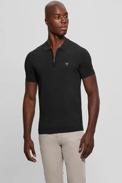 Guess Ανδρικό μαύρο μπλουζάκι Dane Tech Ss Polo Swtr M4yr00z3dm0-jblk
