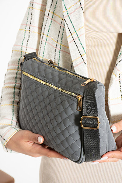Kaya Bag Gray Women's Crossbody and Shoulder Bag with 4 Compartments, Size 21X30
