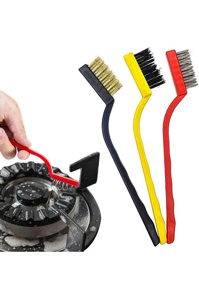STOREMAX Mrttnca Outlet 3-Piece Detail Cleaning Brush Set Car - Kitchen Stove - Tile Cleaning Brush (Bakı