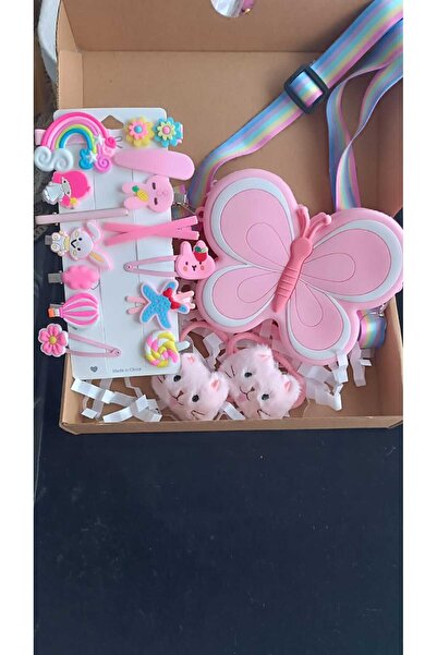 EMKSHOP ÇOCUKLAR İÇİN HEDİYE KUTUSU SİLİKON ÇANTA  14'LÜ PENS KLİPSLİ TOKA SE...