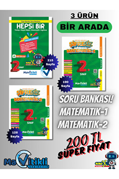 Mavitikli Yayıncılık 2.SINIF SORU BANKASI ve MATEMATİK 1-2