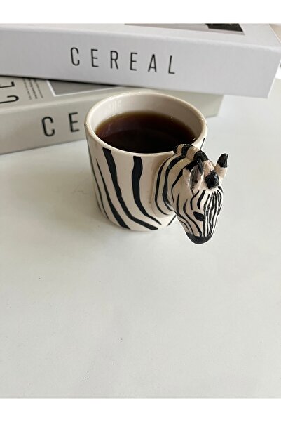 seceseramik Seramik Kupa El Yapımı Zebra Başlı kulp ve Zebra Desenli Seramik ...